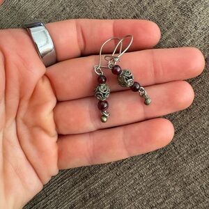Silver and Garnet Earrings